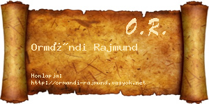 Ormándi Rajmund névjegykártya